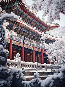 建筑宫殿宏伟冬天雪景15