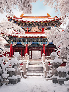 建筑宫殿宏伟冬天雪景12