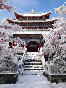 建筑宫殿宏伟冬天雪景13