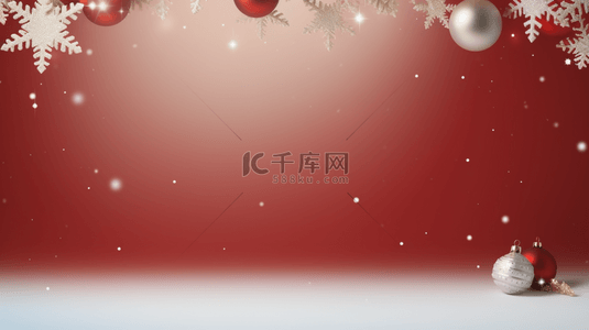 红底色圣诞球装饰背景5