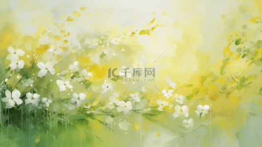 质感花卉背景图片_清新油彩质感柠檬黄花朵花卉花丛油画背景