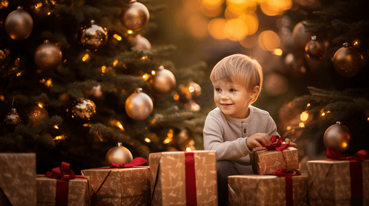 圣诞节拆礼物的儿童