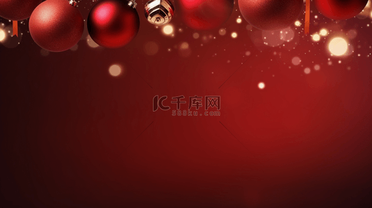 红色c4d背景图片_红底色圣诞球装饰背景9
