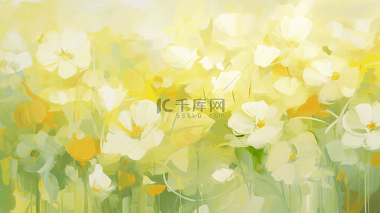花朵油画背景图片_清新油彩质感柠檬黄花朵花卉花丛油画背景