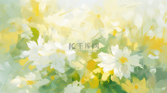 黄色油画背景背景图片_清新油彩质感柠檬黄花朵花卉花丛油画背景