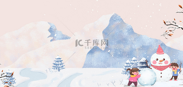 青海雪山背景图片_立冬堆雪人