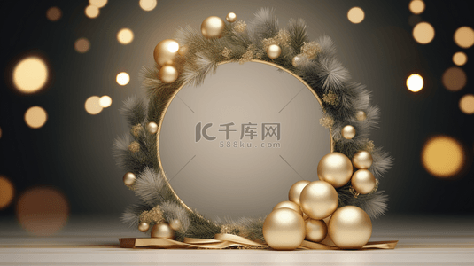 星光圣诞树背景图片_圣诞装饰圆形展示框背景1