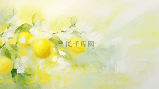 黄色清新水果背景图片_清新水果柠檬油彩质感油画质感背景
