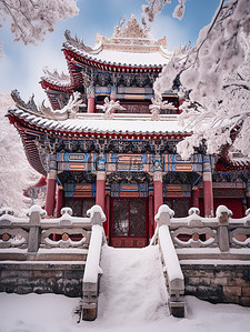 建筑宫殿宏伟冬天雪景18