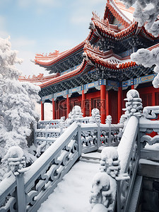 建筑宫殿宏伟冬天雪景5