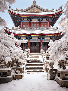 建筑宫殿宏伟冬天雪景3