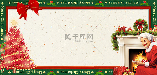 圣诞节绿背景图片_圣诞节圣诞奶奶
