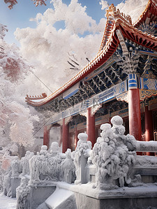 建筑宫殿宏伟冬天雪景7