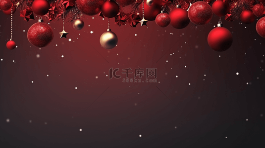 红色c4d背景图片_红底色圣诞球装饰背景3