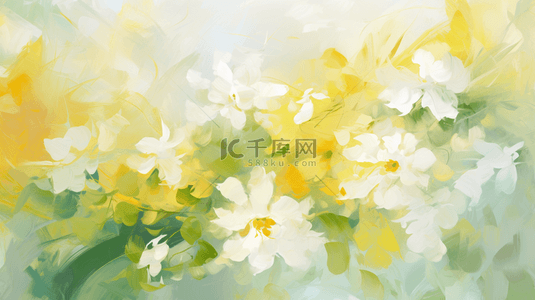 清新油彩背景图片_清新油彩质感柠檬黄花朵花卉花丛油画背景