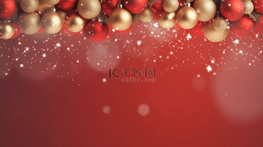 红色c4d背景图片_红底色圣诞球装饰背景11