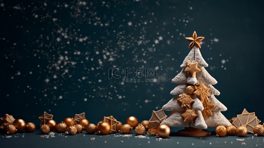圣诞节可爱姜饼干圣诞树背景