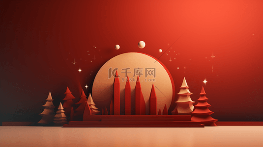 电商球球背景图片_C4D圣诞树圣诞节装饰背景6