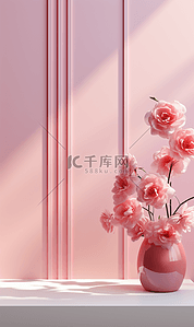 背景粉色系背景图片_C4D电商鲜花展台背景