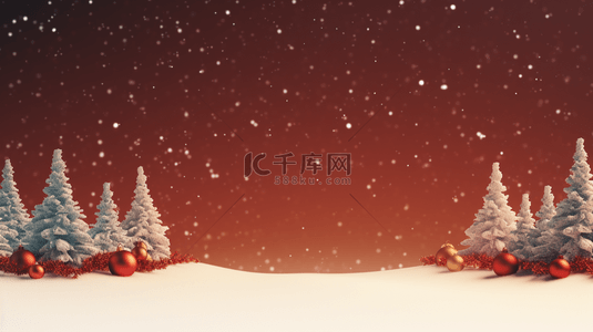 礼物圣诞节背景图片_雪中圣诞树装饰圣诞节背景3