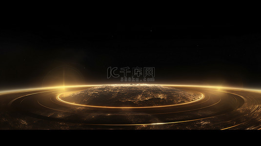 行星艺术背景图片_行星的边缘发光炫耀金色8