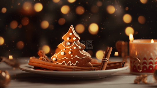 圣诞节可爱姜饼干圣诞树背景