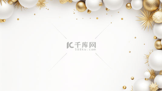 圣诞节边框白色背景图片_金银白色圣诞节装饰边框