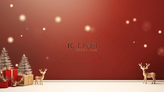 圣诞麋鹿背景图片_雪中圣诞树装饰圣诞节背景2