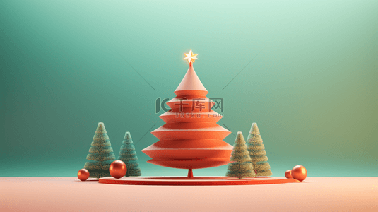 C4D圣诞树圣诞节装饰背景4