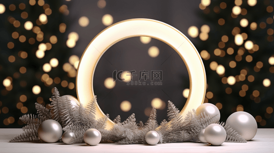 星光圣诞节装饰圆形展示框背景13