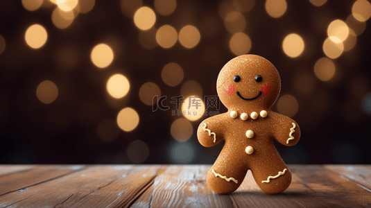 圣诞节圣诞可爱姜饼干光影展板背景