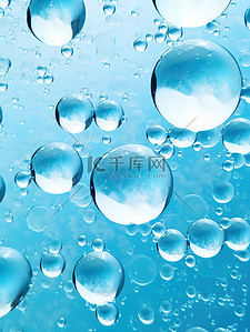 结构分子背景图片_医美护肤品精油蓝色气泡结构分子