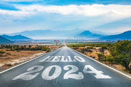 风景摄影照片_马路早晨2024自然风景蓝天白云摄影图配图