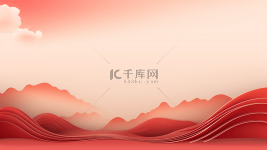 春节红色创意背景图片_红色起伏曲线简约背景18