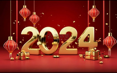 多彩简约背景背景图片_2024年质感数字2024背景