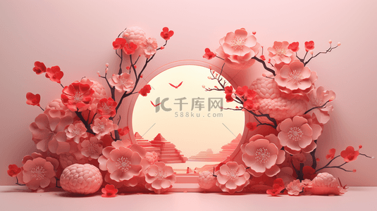 圆框气球背景图片_红色中国风喜庆饰品背景24