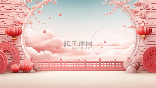 红色中国风唯美创意背景7