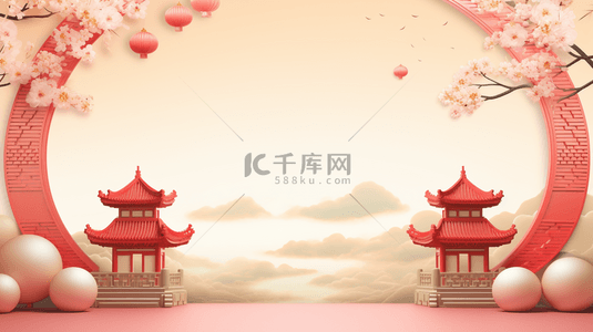 唯美创意中式背景图片_红色中国风唯美创意背景5