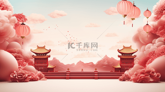 唯美创意中式背景图片_红色中国风唯美创意背景6