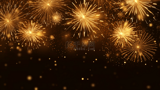 新年夜空里的金色烟花背景