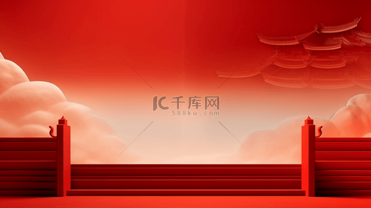 中国风山水红色背景图片_红色中国风山水创意背景9