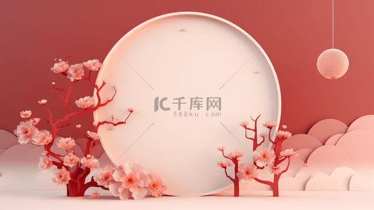 圆框气球背景图片_红色中国风喜庆饰品背景25