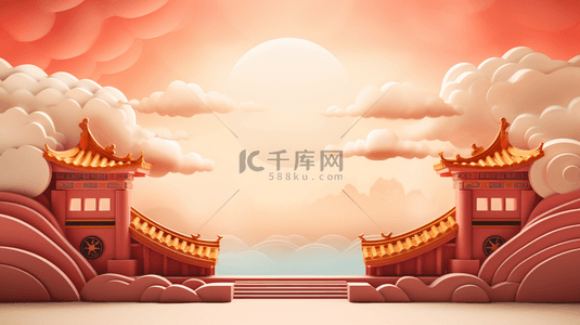 红色中国风唯美创意背景9