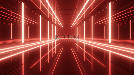 红色空间立体背景背景图片_新年年货节红色散光立体空间展台背景