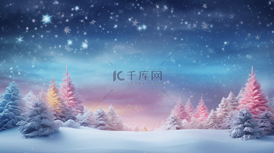 蓝紫色雪地梦幻唯美背景14
