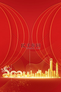 中国风背景红背景图片_龙年金色数字红金色商务背景