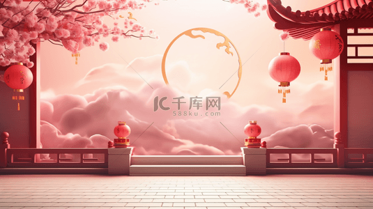 红色数字8背景图片_红色中国风唯美创意背景8