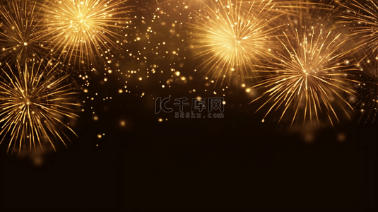 新年夜空里的金色烟花背景