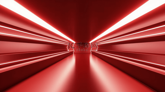 立体红色年货节背景图片_新年年货节红色散光立体空间展台背景