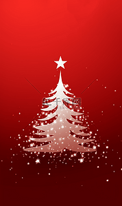 扁平圣诞树背景图片_简约扁平红色圣诞节背景